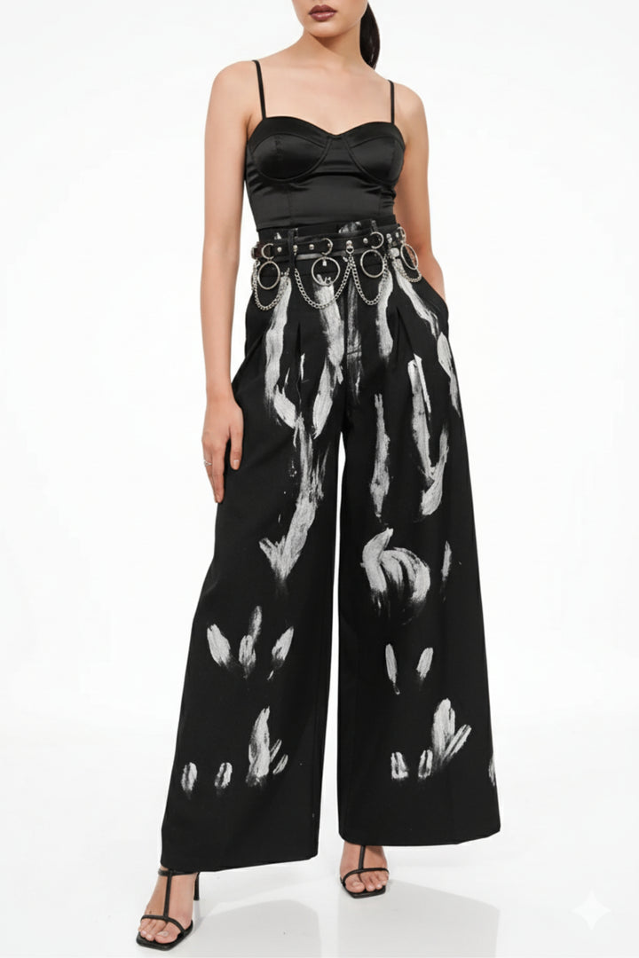 Brush Stroke Black Pants