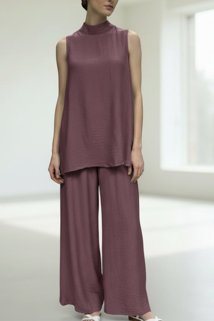 Plum Purple  Back Slit Comfort Co-Ord Set