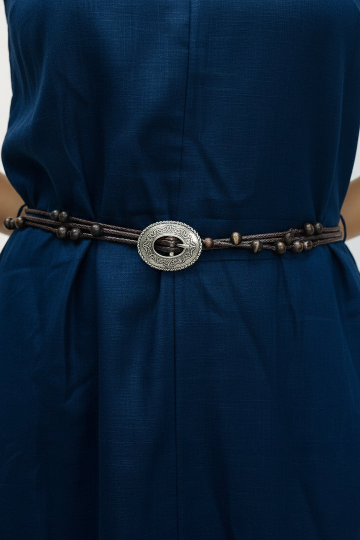 Sleeveless V-Neck Belted Maxi Dress