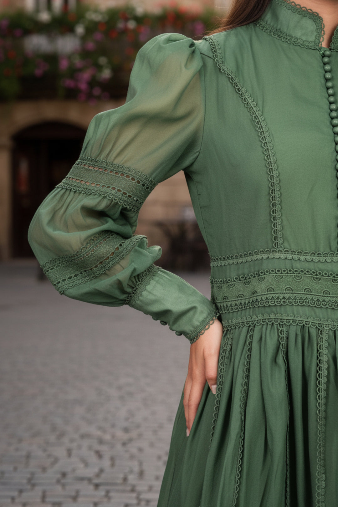 Wimbledon Green Cutwork Dress