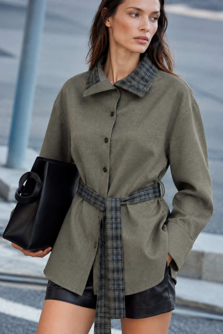 Sage Muse Belted Shacket