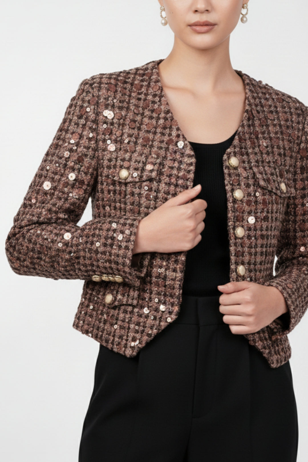 Sienna Brown Sequin Blazer