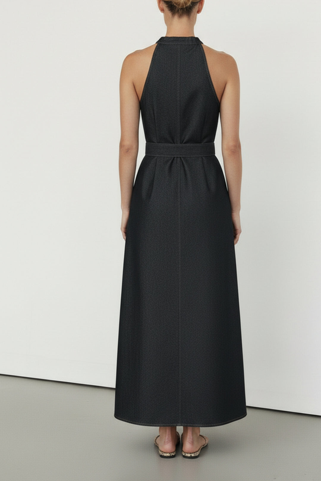 Graphite Denim Belted Dress