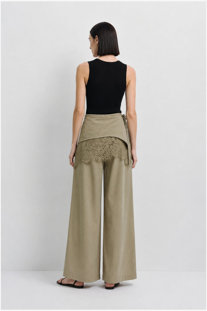 Sage Lace Overlay Pants