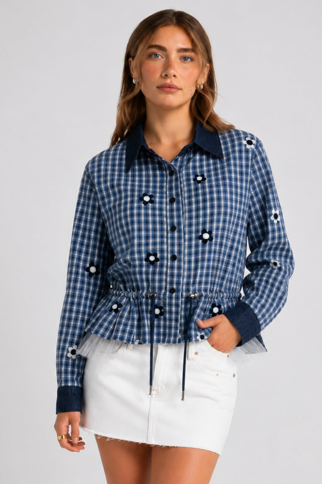 Blue Blossom Peplum Shirt