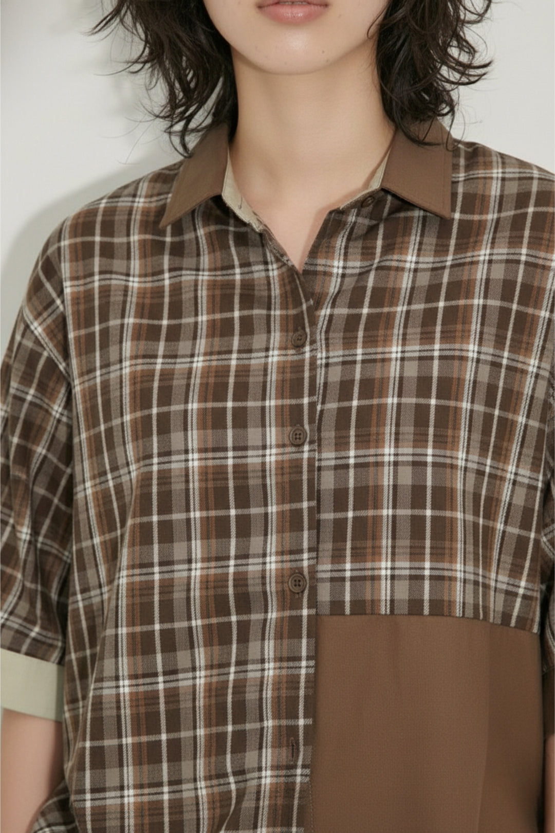 Patched Plaid Korean Shirt