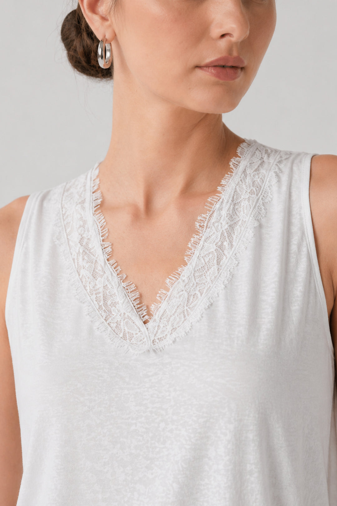 White Lace Cascade Top