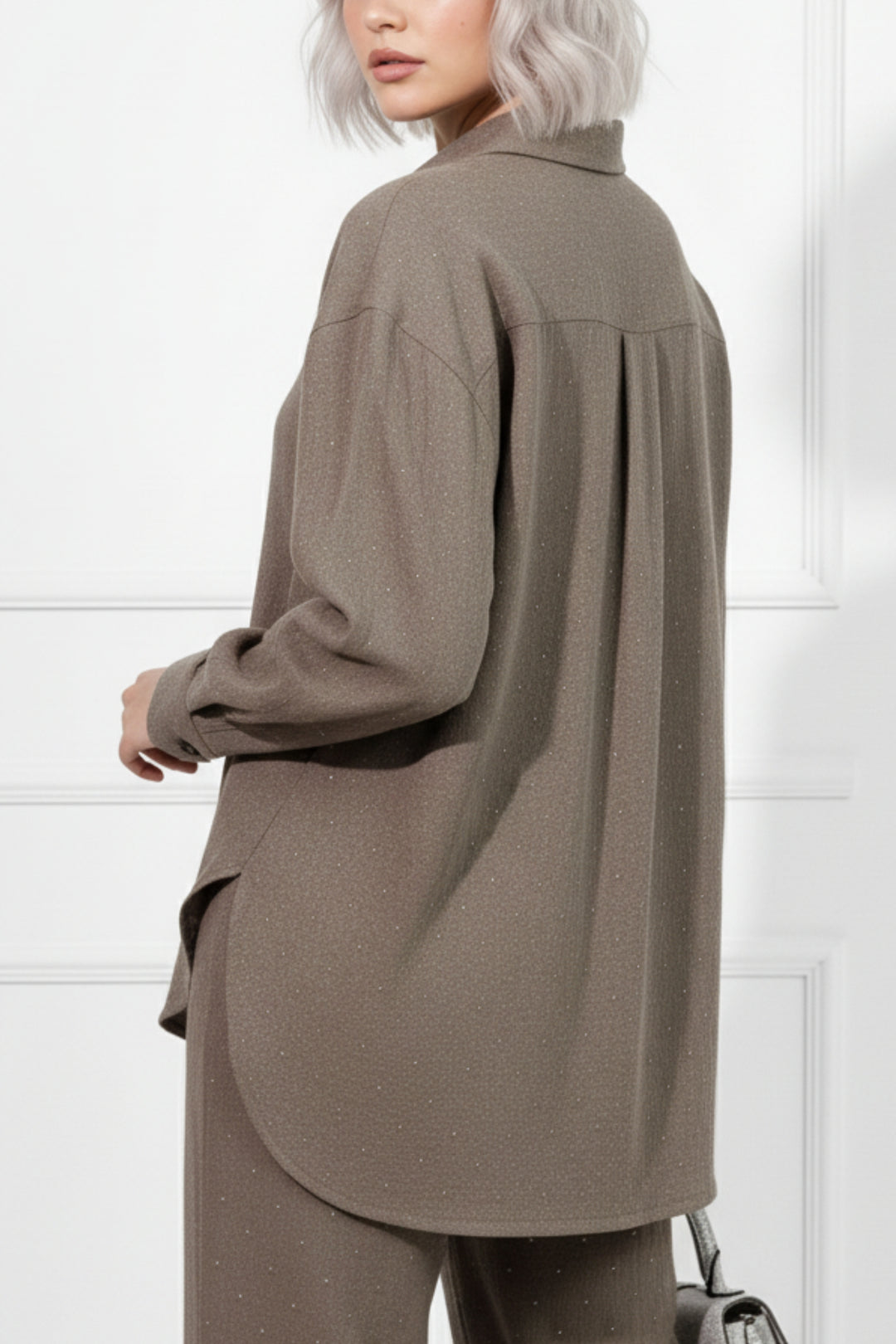 Dark Fawn Sparkly Linen Co-ord Set