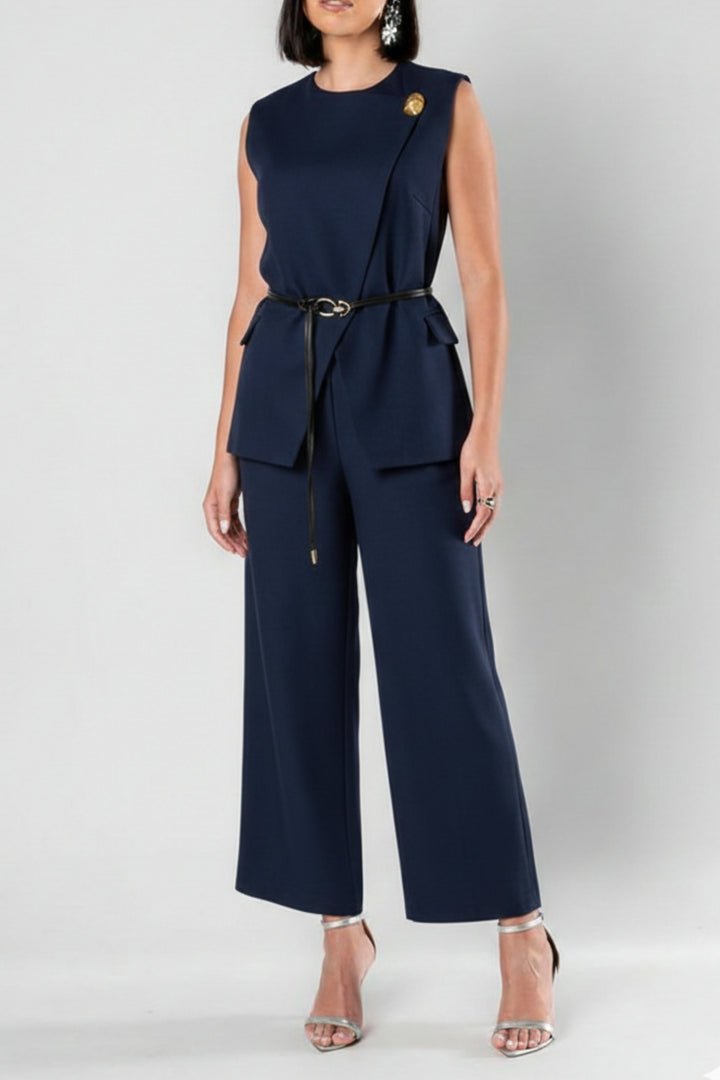 Navy Belted Tailored Co-Ord Set