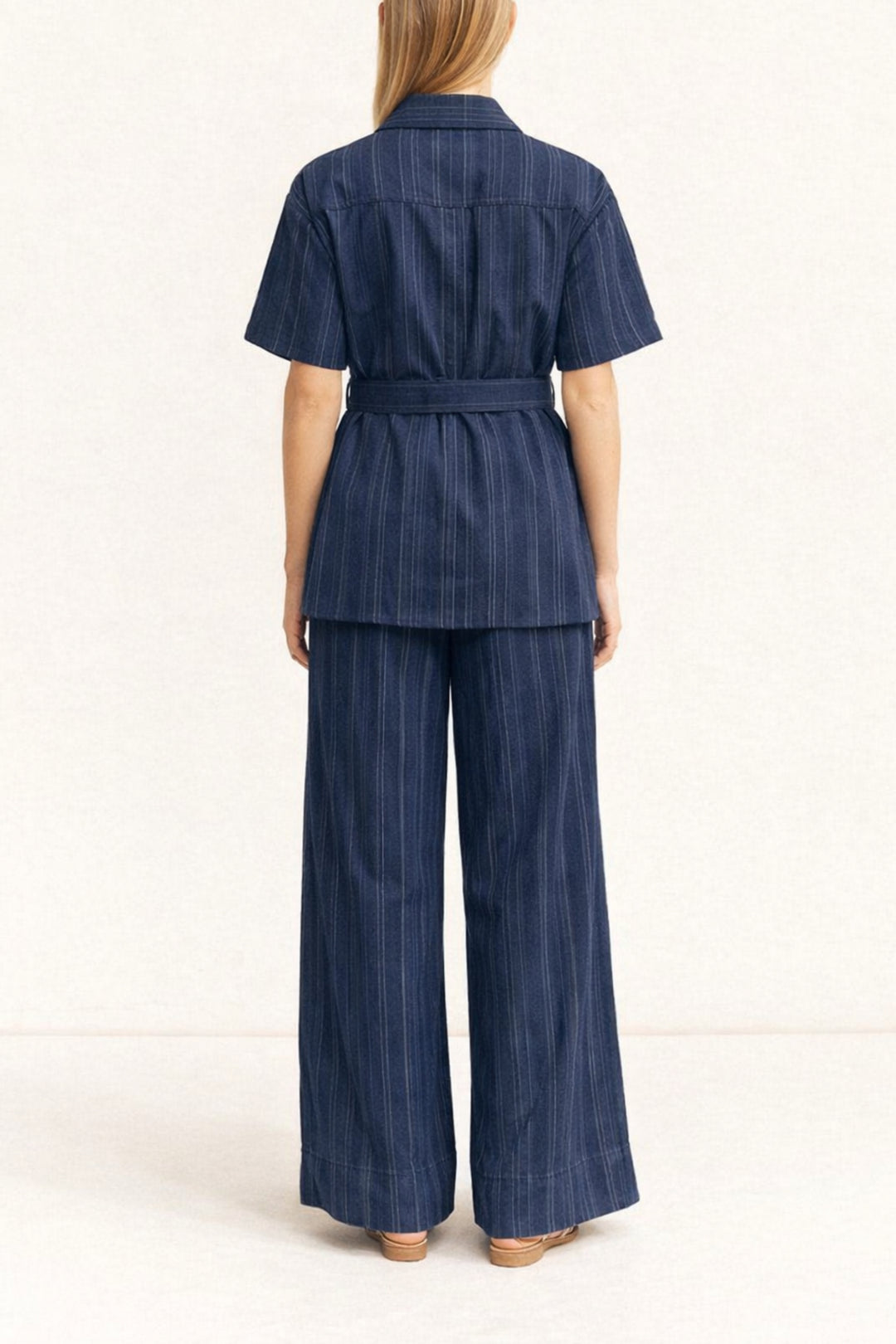 Indigo Stripe Utility Belted Co-ord Set