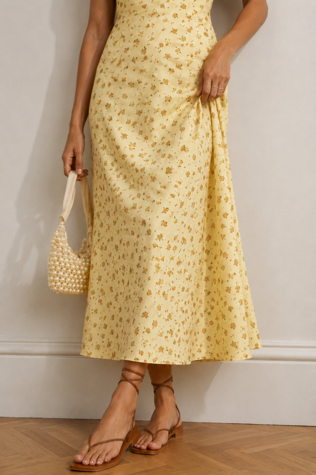 Yellow Floral Halter Neck Maxi Dress