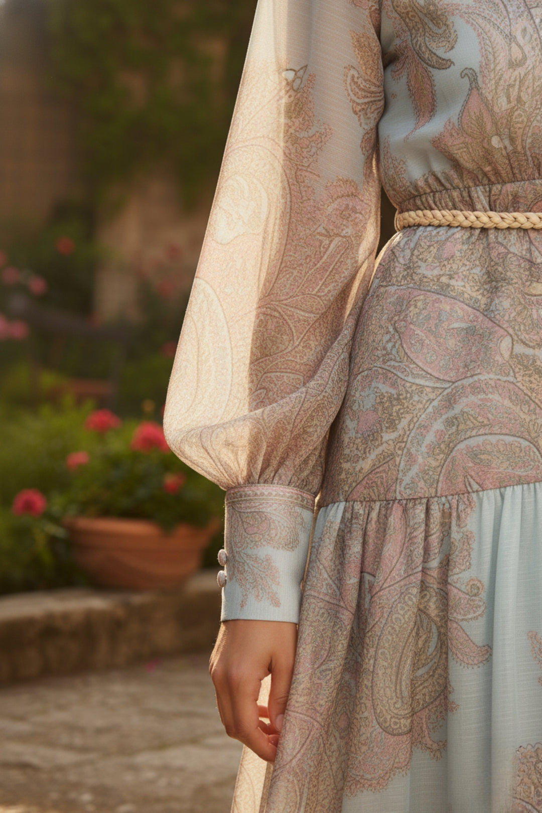 Blue Whisper Printed Button Dress