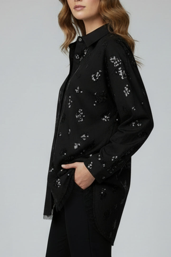 Noir Mesh Sequin Layered Shirt