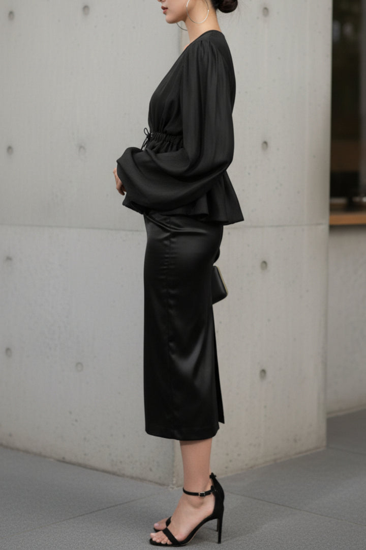 French Black Sheer Top