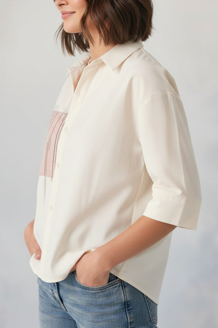 Cream Patch Oversized Shirt