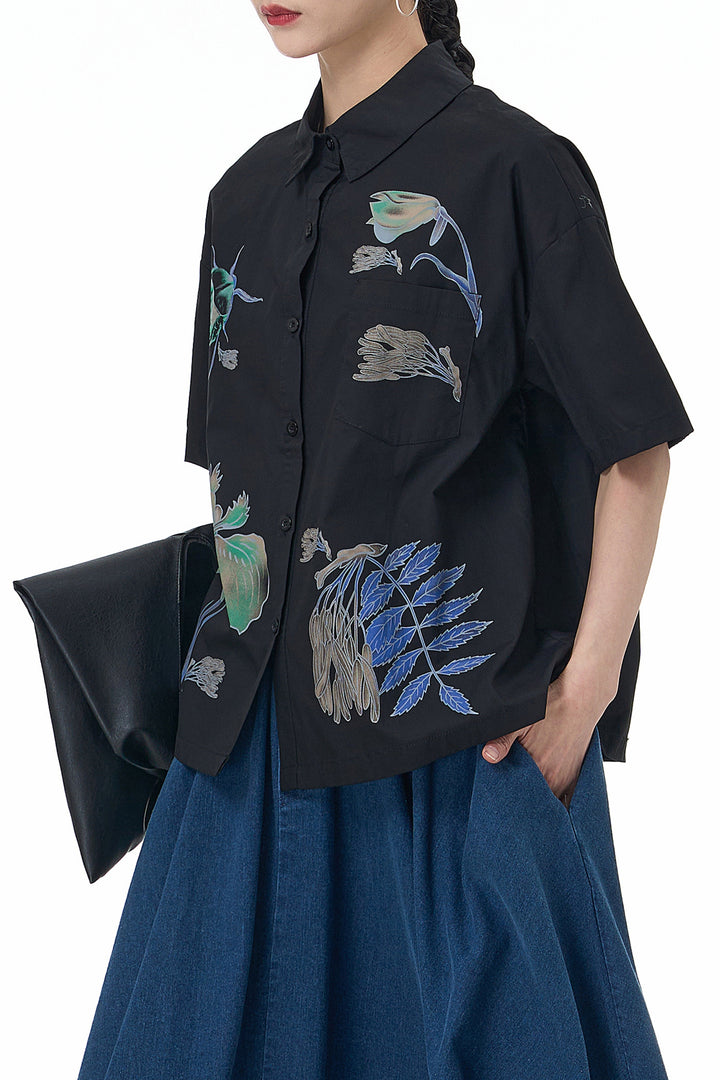 Mila Black Printed Shirt