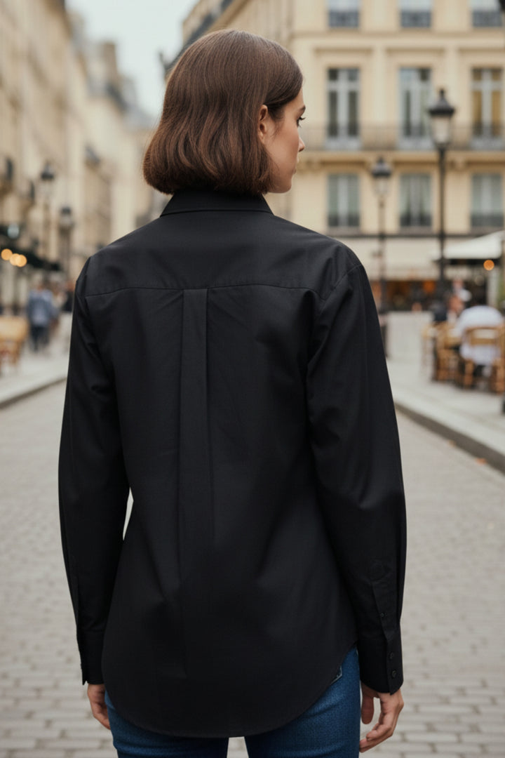 Black Luxe Flower Button Shirt