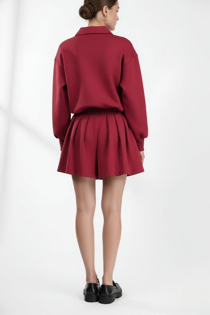 Cherry Red  Bermuda Co-ord Set