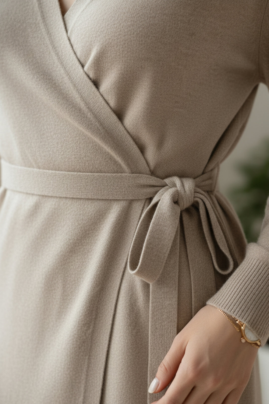 Warm Stone Tie-Up Top