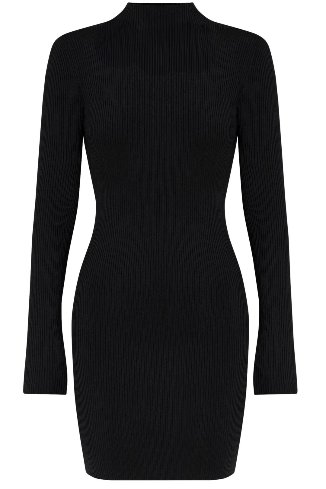 Ava Black Rib-knit Dress