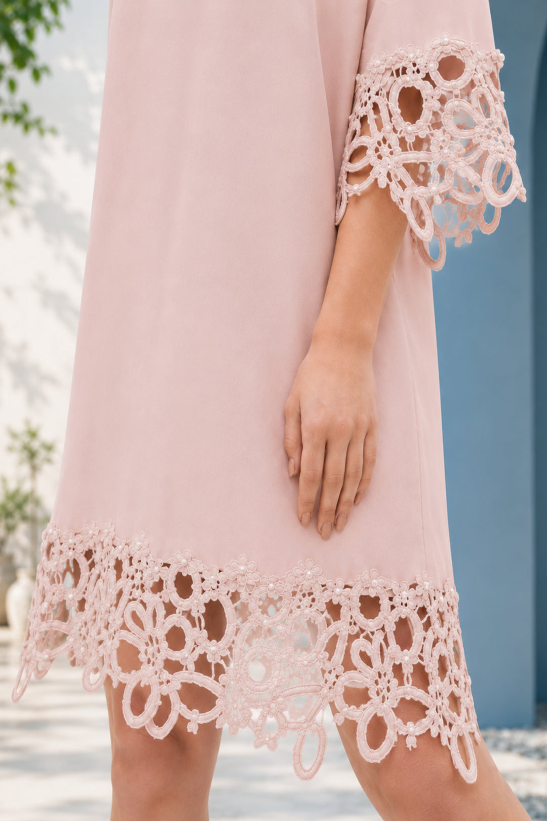 Pearl Bloom  Lace Blush Dress