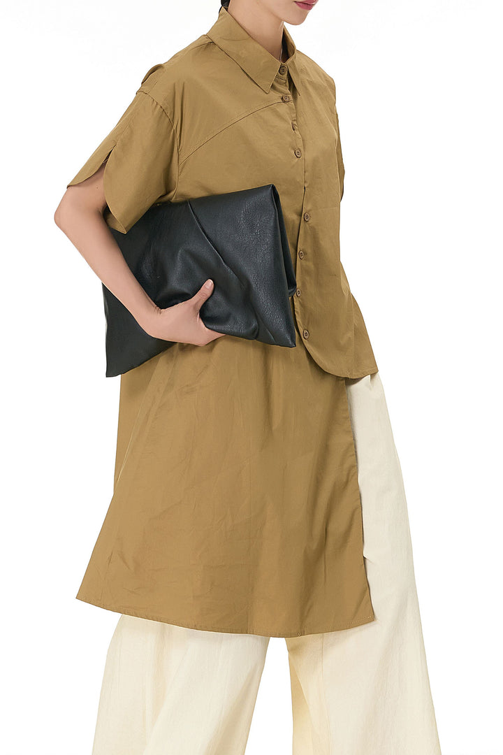 Caramel Asymmetrical Oversized Shirt