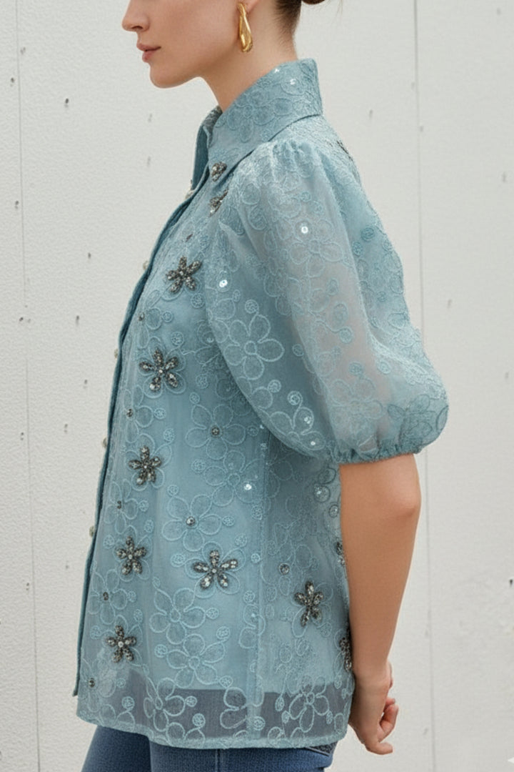 Baby Blue Embroidered Shirt