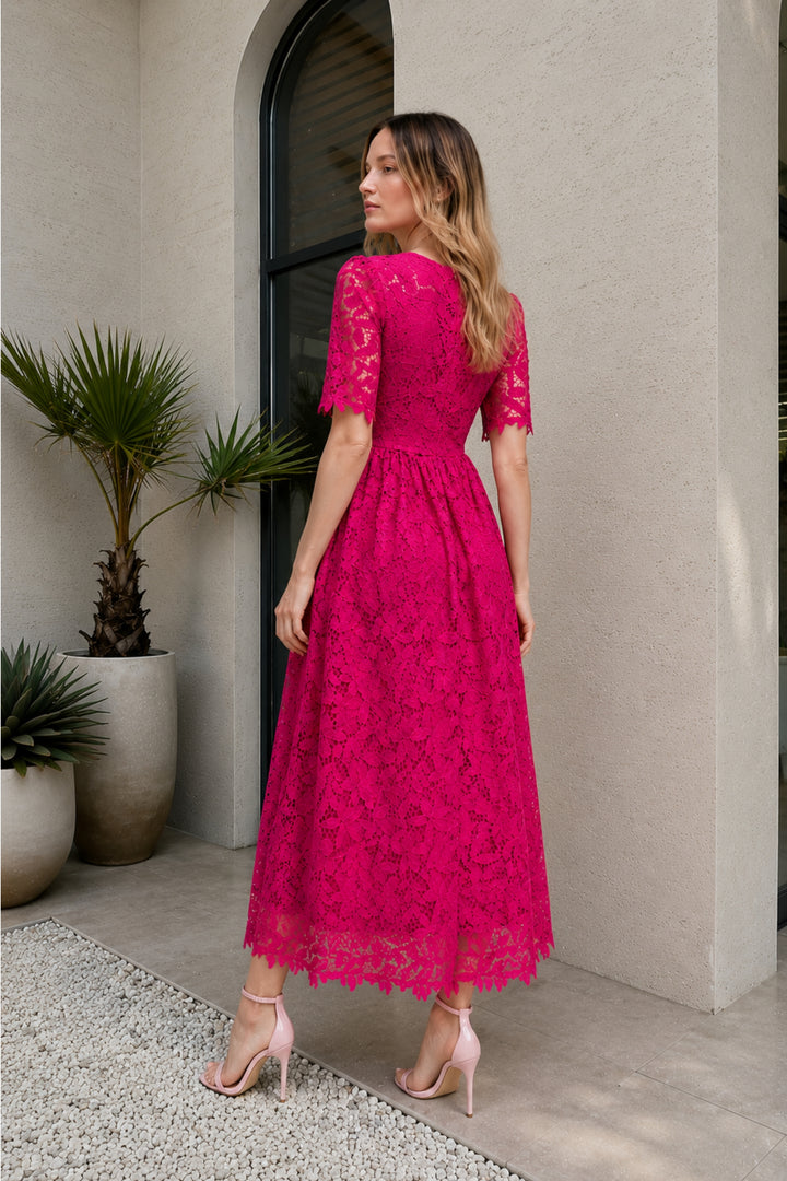Fuchsia Bloom Lace Dress