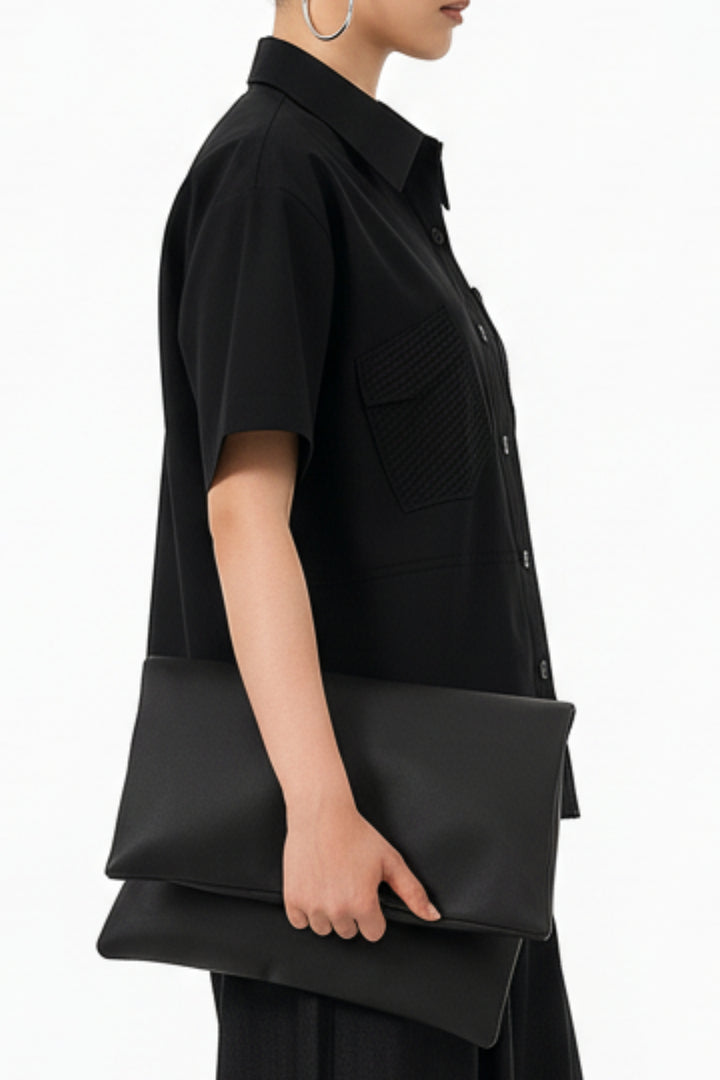 Avery Black Crop Shirt