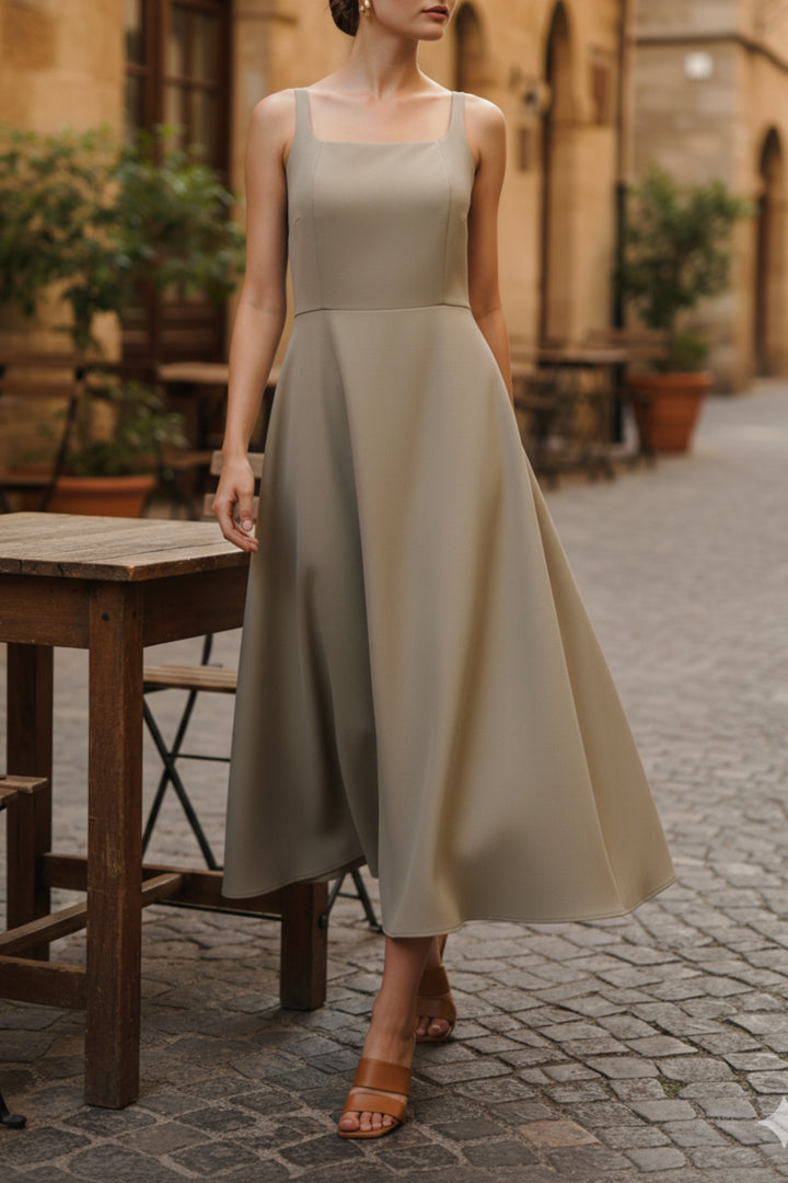 Elegante Greige Sleeveless Dress