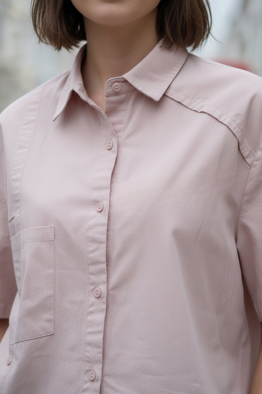 Peach Extended Flap Cotton Shirt