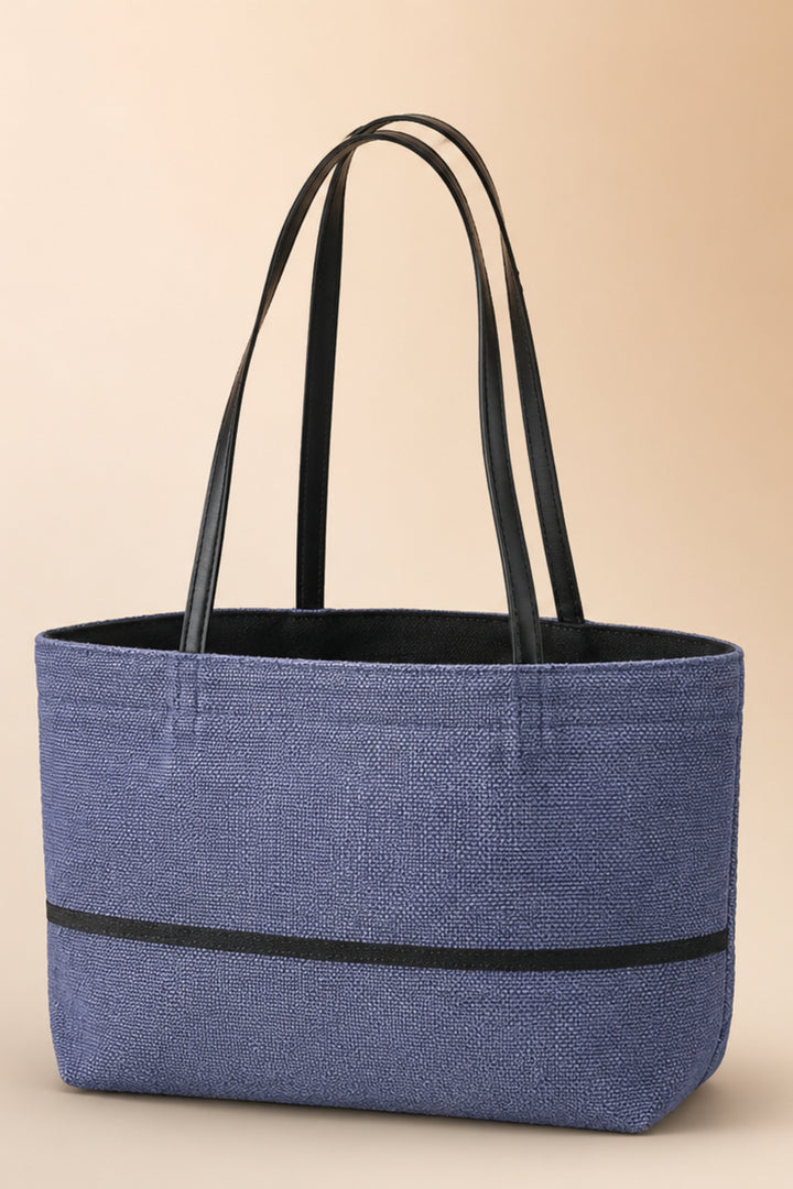 Navy Jute Tote Bag