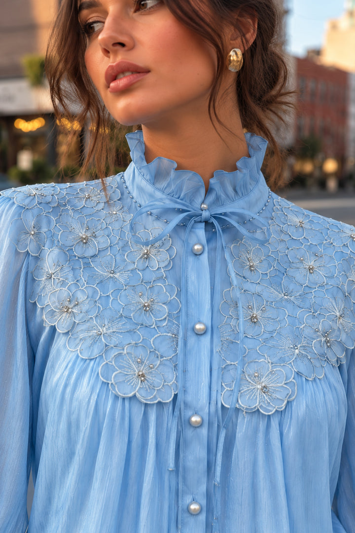 Eden Blue Embellished Top