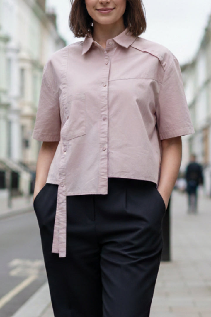 Peach Extended Flap Cotton Shirt