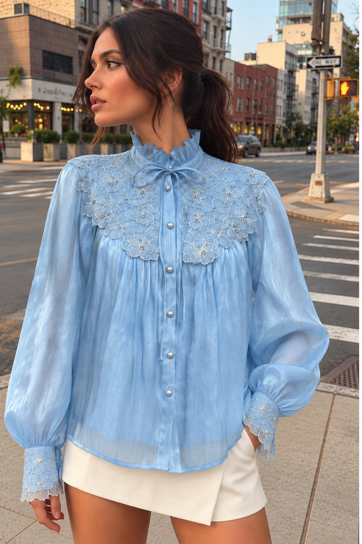 Eden Blue Embellished Top