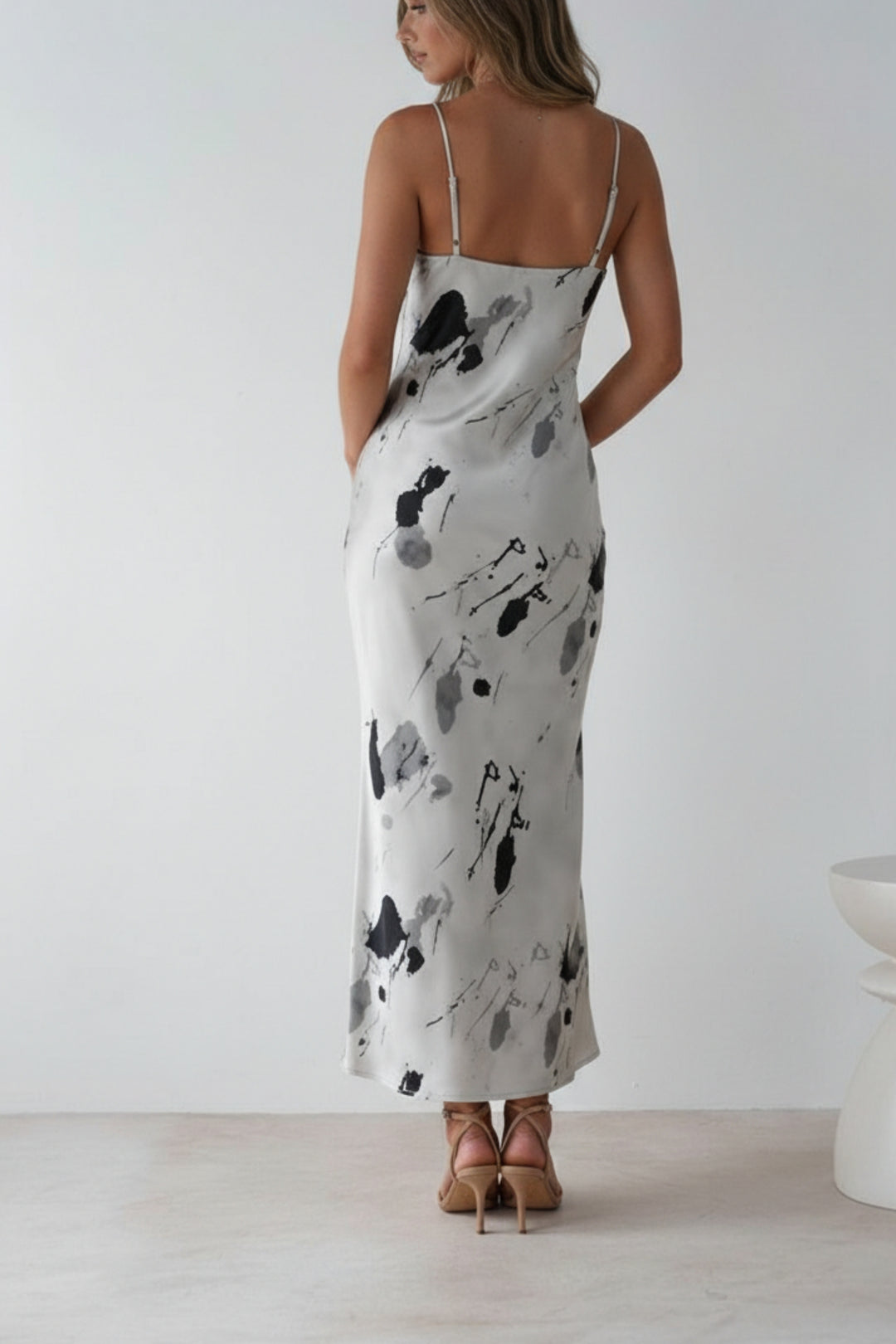 Eliza Grey Printed Slip Dress