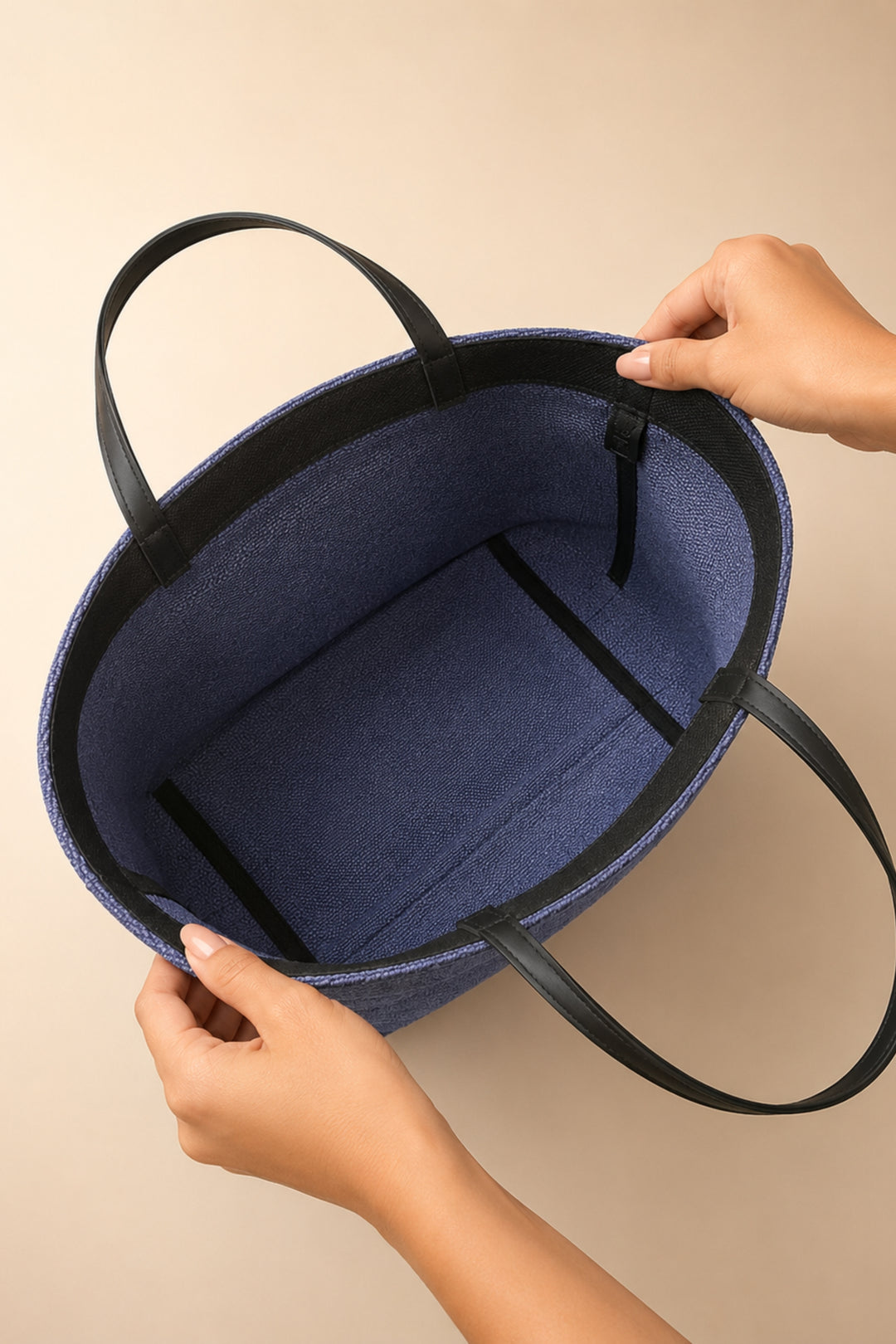 Navy Jute Tote Bag