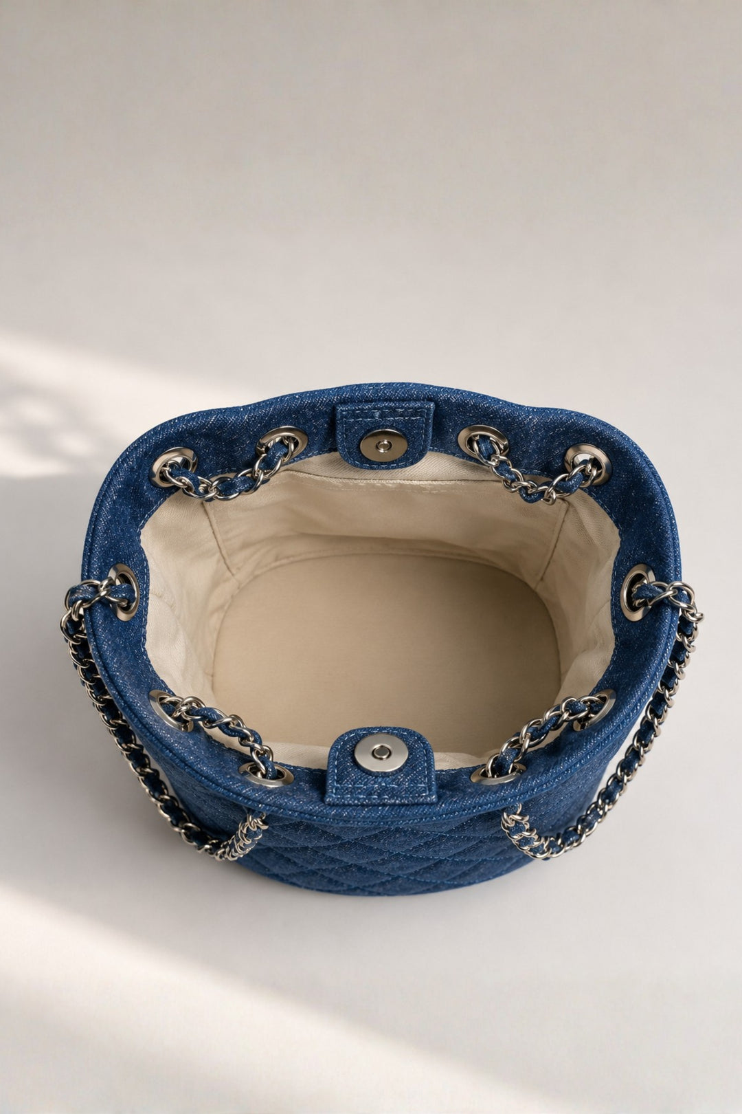 Denim Quilted Bucket Bag
