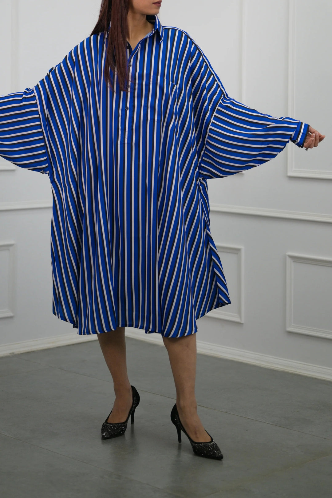 Contemporary oversized striped dress