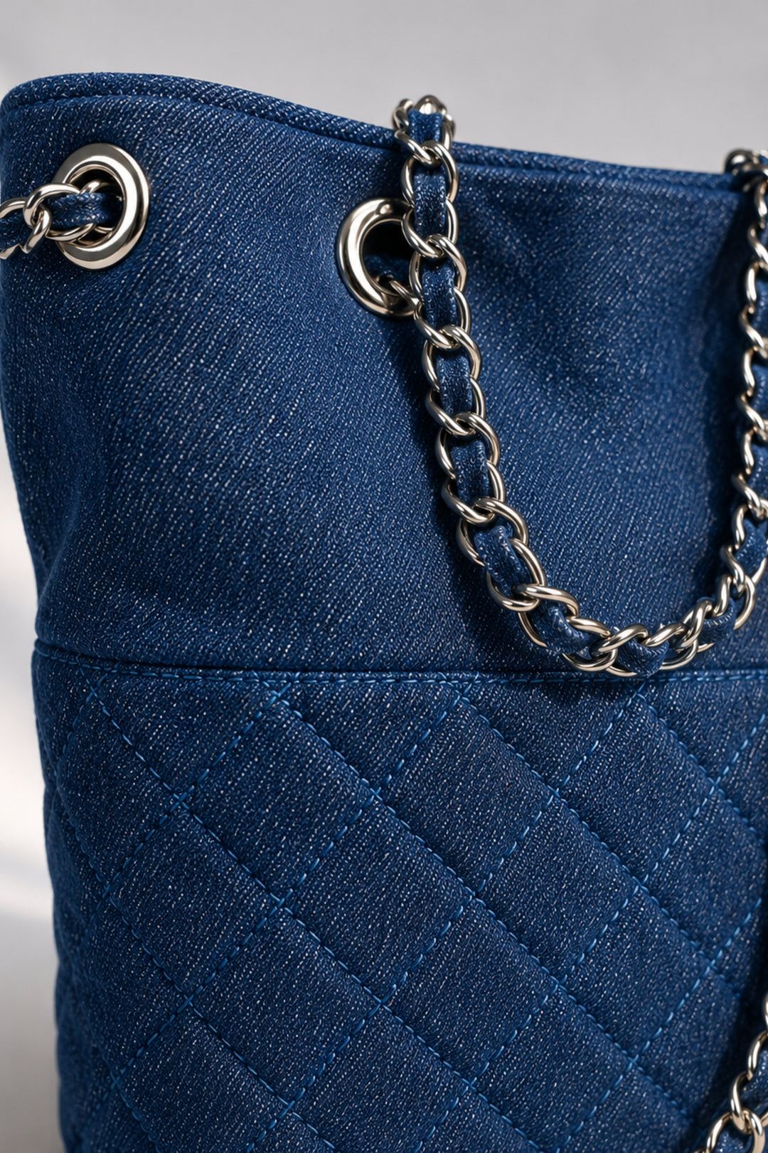 Denim Quilted Bucket Bag