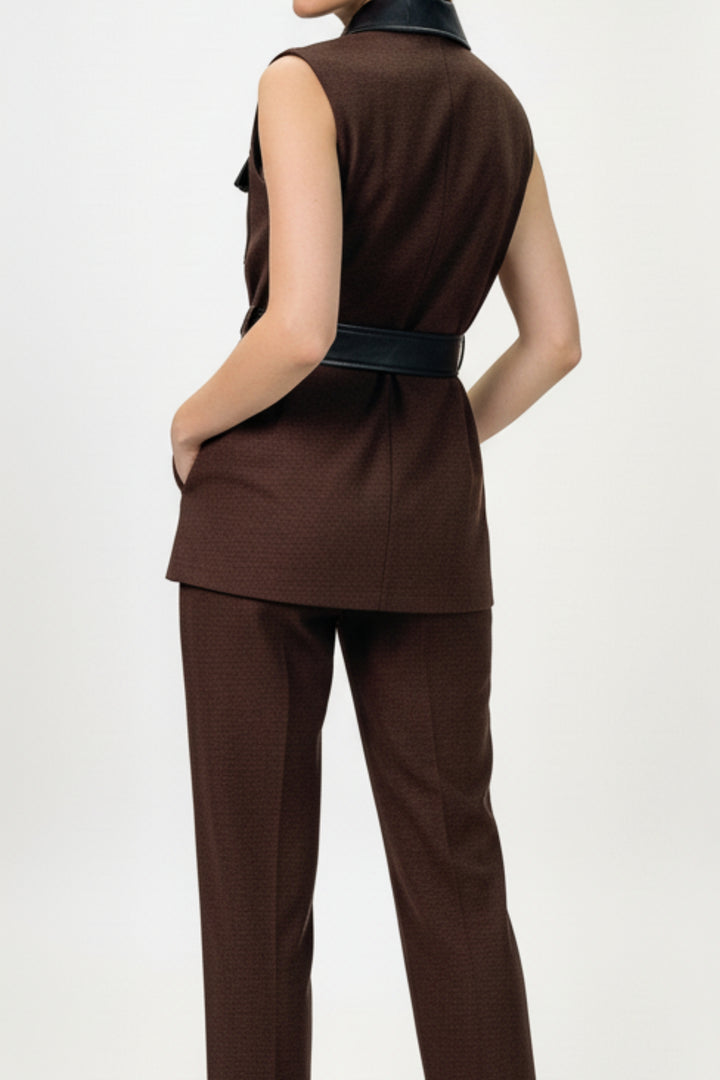 Brown Noir Belted Co-ord Set