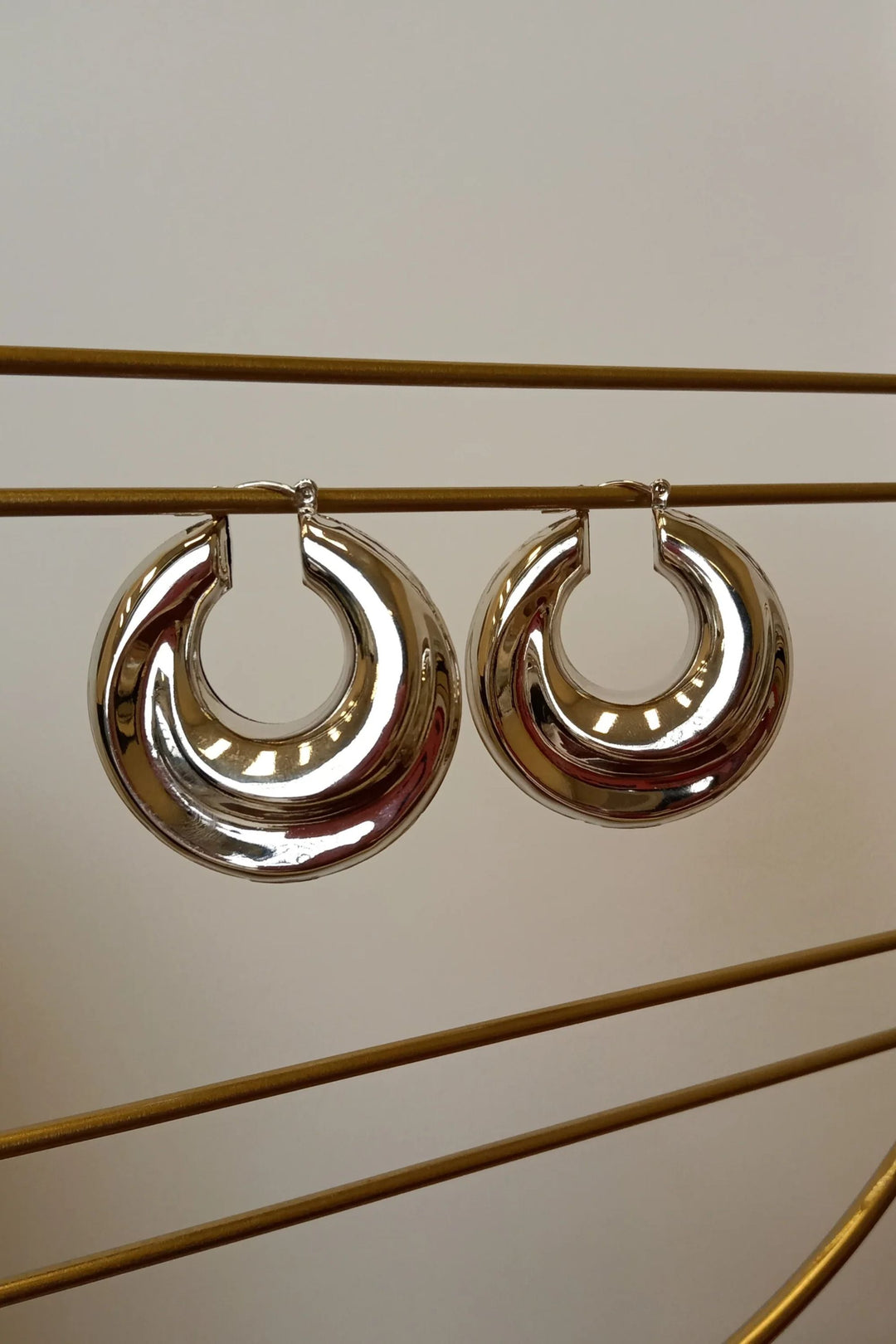 Thick Silver Hoop Earrings
