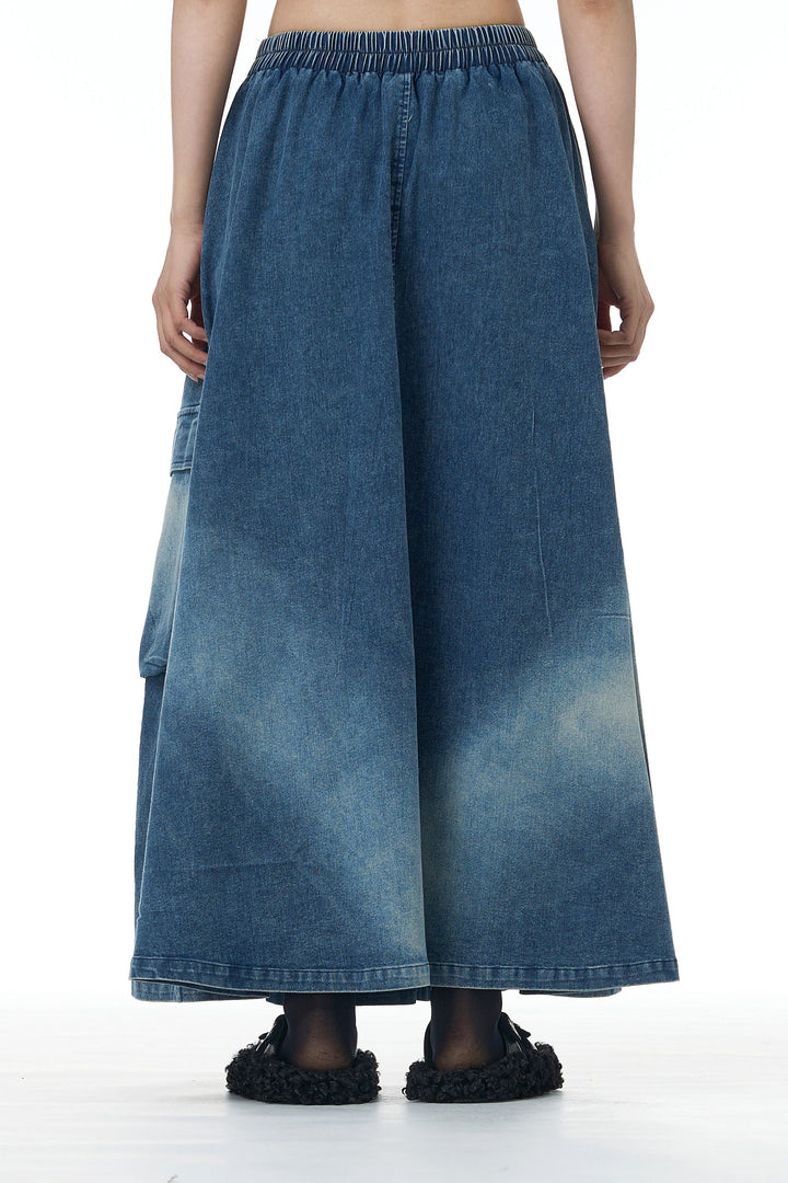 Skyline Cargo Faded Denim skirt