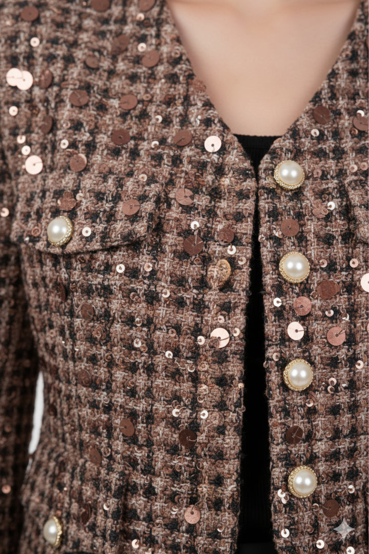 Sienna Brown Sequin Blazer