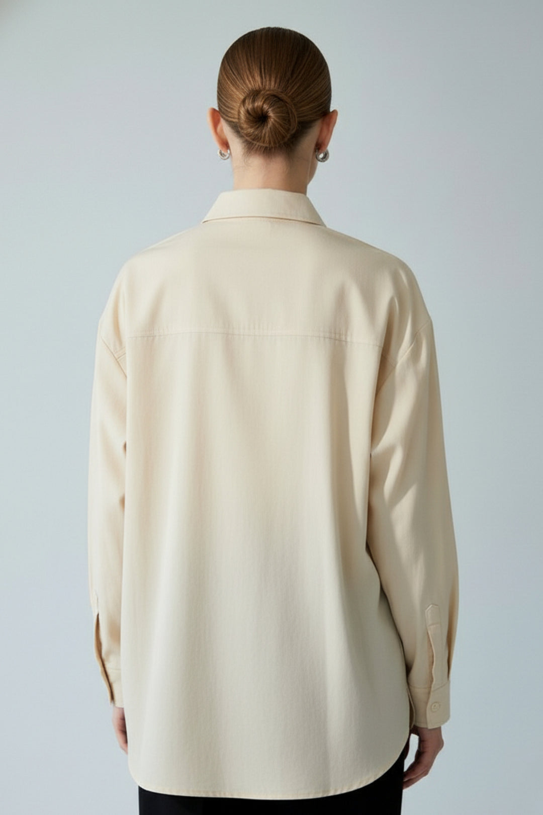 Cream Cotton Shirt With Patch Pockets