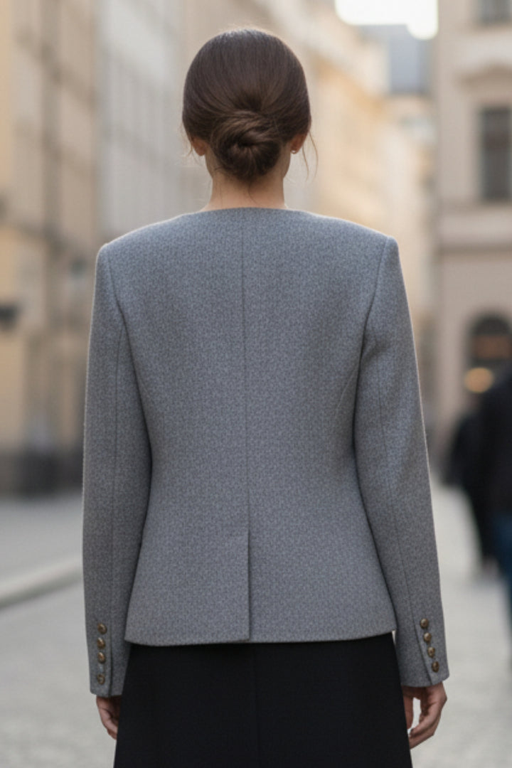 Grey Double-Sided Cashmere Blazer