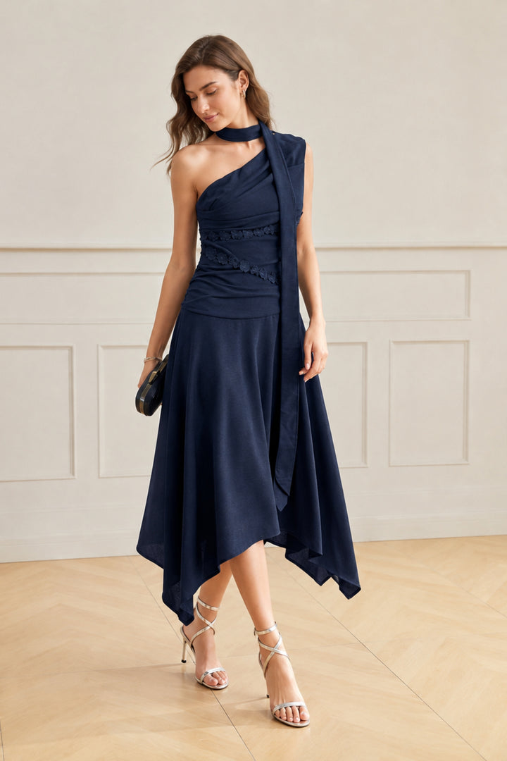 Navy blue statement maxi dress