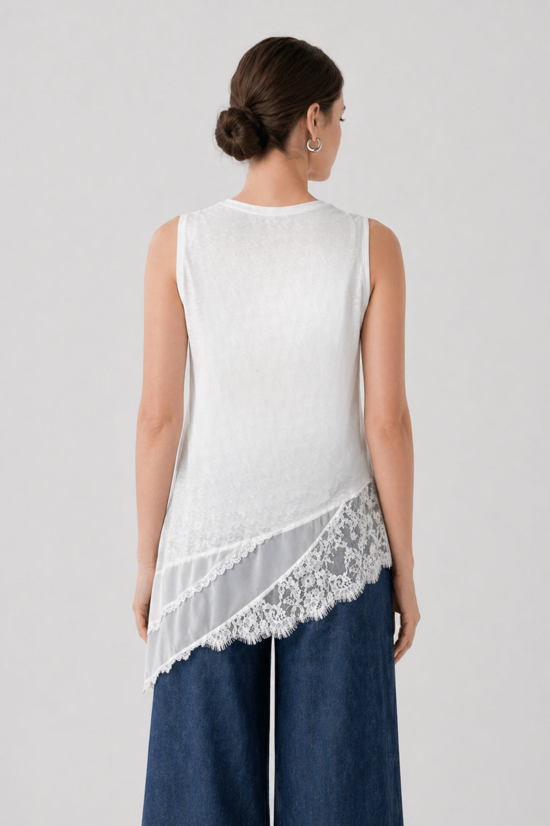 White Lace Cascade Top