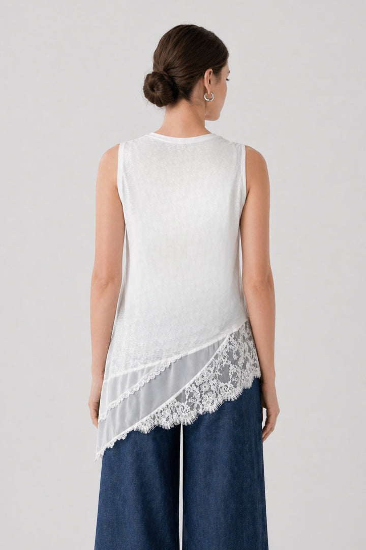 White Lace Cascade Top