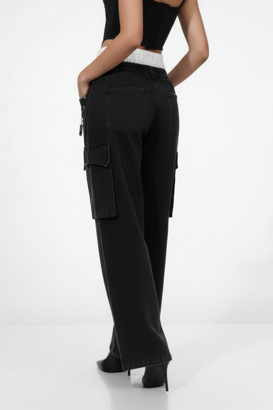 Charcoal Washed Cargo Pants